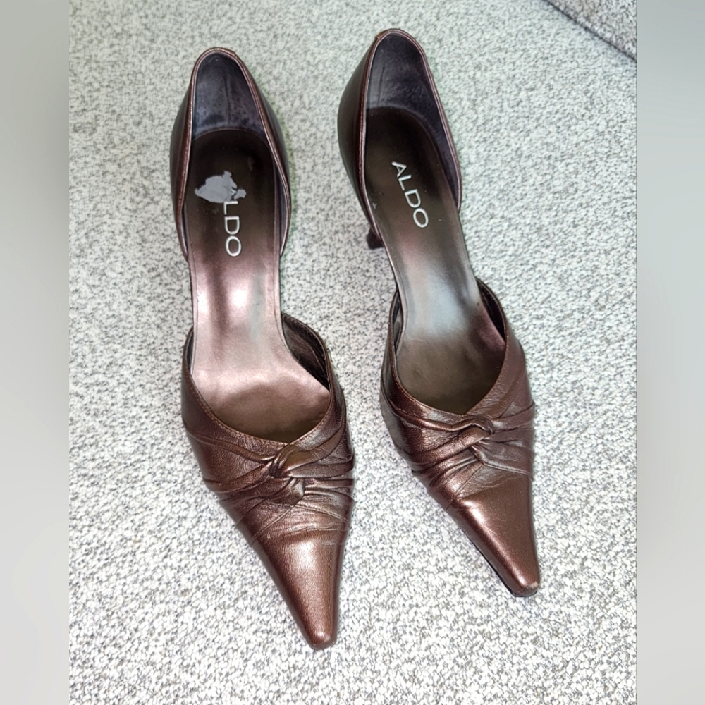 Aldo | Metallic Brown | Izzy Knot |Leather | Pointed Toe | Kitten Heels | Size 8